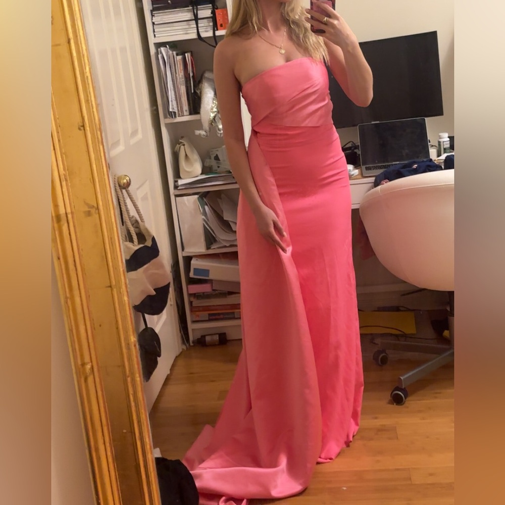 Elegant Pink Strapless Maxi Dress - Picture 3 of 5